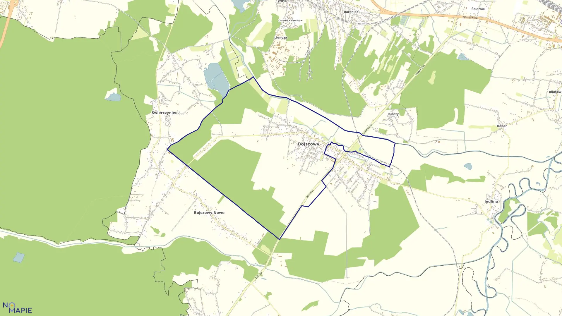 Mapa obrębu Bojszowy w gminie Bojszowy