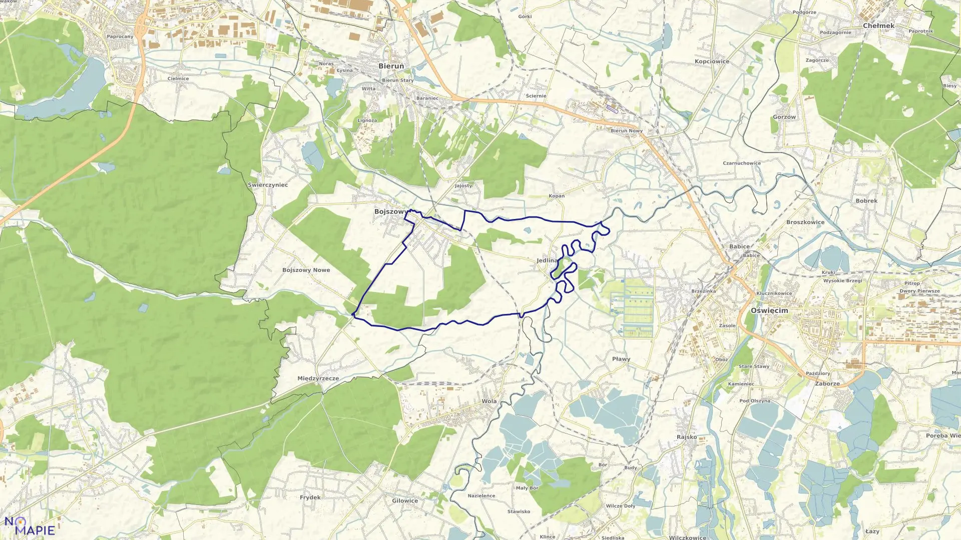 Mapa obrębu Jedlina w gminie Bojszowy