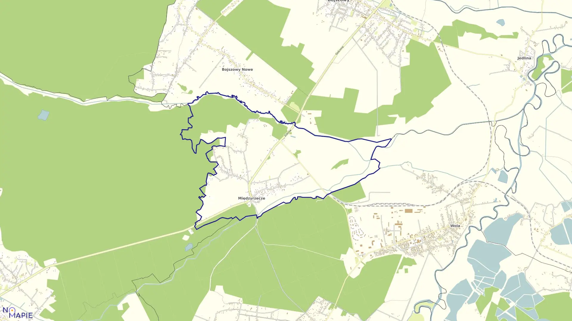 Mapa obrębu Międzyrzecze w gminie Bojszowy
